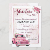 Invitation de diplôme de camion rose (Devant / Derrière)