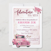 Invitation de diplôme de camion rose (Devant)