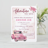 Invitation de diplôme de camion rose (Debout devant)