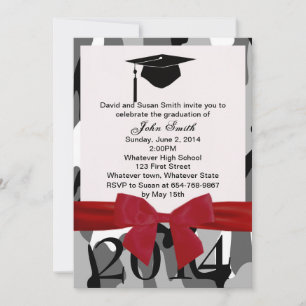 Invitation De Diplôme De Camo Rouge Et De Ruban Gr