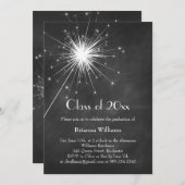 Invitation de diplôme de Chalkboard Sparkler (Devant / Derrière)