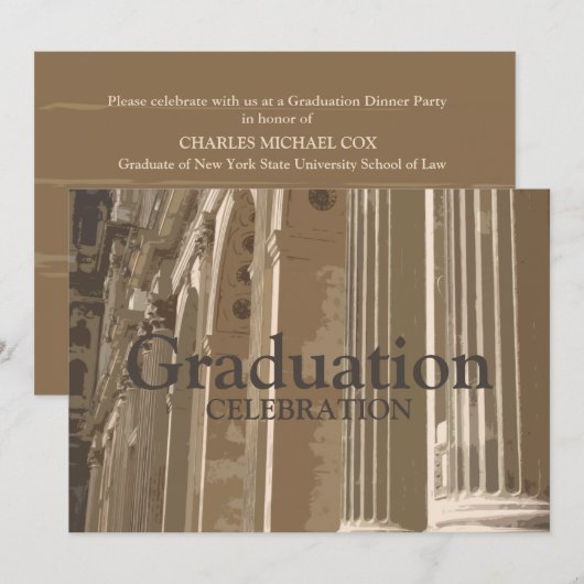 Invitation de diplôme de colonnade (Devant / Derrière)