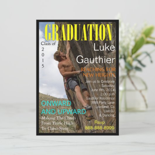 Invitation de diplôme de couverture de magazine (Debout devant)