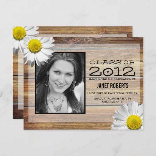 Invitation de diplôme de Daisy Photo (Devant / Derrière)