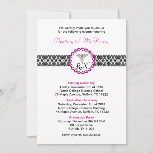 Invitation de diplôme de la RN / Partie de diplôme (Devant)