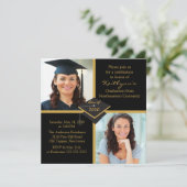 Invitation de diplôme de photographie Black & Gold (Debout devant)