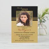 Invitation de diplôme de photographie Black & Gold (Debout devant)