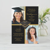 Invitation de diplôme de photographie Black & Gold (Debout devant)