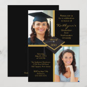 Invitation de diplôme de photographie Black & Gold (Devant / Derrière)