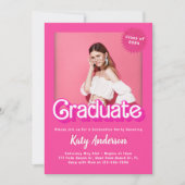 Invitation de diplôme de poupée rose chaude Malibu (Devant)