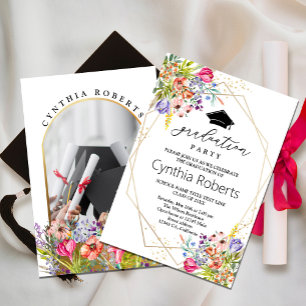 Invitation de diplôme de printemps Fleur sauvage é