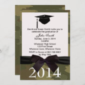 Invitation De Diplôme De Ruban Noir Et Camouflage (Devant / Derrière)