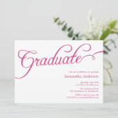 Invitation de diplôme de script moderne - rose (Debout devant)