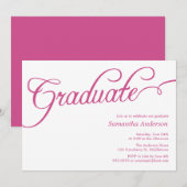 Invitation de diplôme de script moderne - rose (Devant / Derrière)