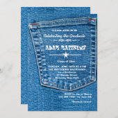 Invitation de diplôme Denim Pocket (Devant / Derrière)