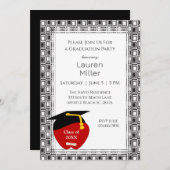 Invitation de diplôme d'enseignant noir et blanc (Devant / Derrière)