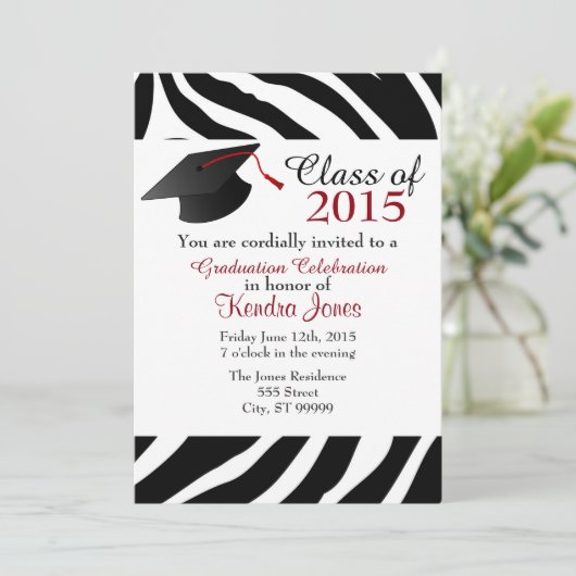 Invitation de diplôme d'impression Zebra (Debout devant)