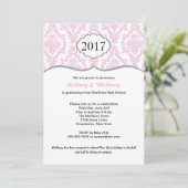 Invitation de diplôme du lycée Damask rose & Grey (Debout devant)