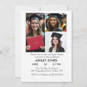 Invitation de diplômé en collage de 4 photos (Dos)