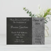 Invitation de diplôme en cuir noir et chrome (Debout devant)