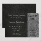 Invitation de diplôme en cuir noir et chrome (Devant / Derrière)