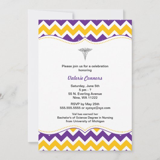 Invitation de diplôme en infirmière Chevron Gold P (Devant)