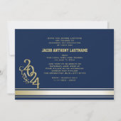 Invitation de diplômé en or avec photo triple rayu (Dos)