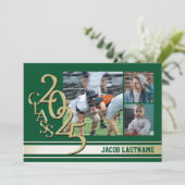 Invitation de diplômé en or photo tri Varsity Stri (Debout devant)