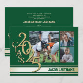 Invitation de diplômé en or photo tri Varsity Stri (Devant / Derrière)