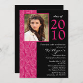 Invitation de diplôme en photo bleu et rose (Devant / Derrière)