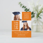 Invitation de diplôme en photo ~Classy Orange & Wh (Debout devant)