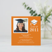 Invitation de diplôme en photo ~Classy Orange & Wh (Debout devant)