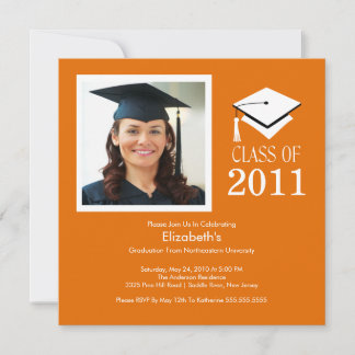 Invitation de diplôme en photo ~Classy Orange & Wh