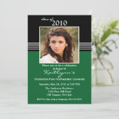 Invitation de diplôme en photo noir, vert et blanc (Debout devant)