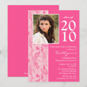 Invitation de diplôme en photo Pink & White Paisle (Devant / Derrière)