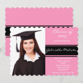 Invitation de diplôme en photo rose et noir (Devant / Derrière)
