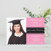 Invitation de diplôme en photo rose et noir (Debout devant)