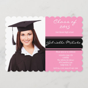 Invitation de diplôme en photo rose et noir