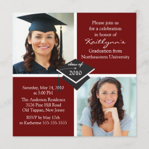 Invitation de diplôme en photo rouge et blanc