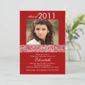 Invitation de diplôme en photo rouge et blanc (Debout devant)