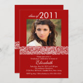Invitation de diplôme en photo rouge et blanc (Devant / Derrière)