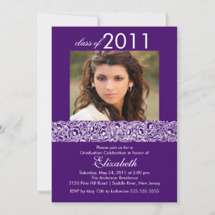 Invitation de diplôme en photo violet et blanc