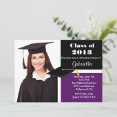 Invitation de diplôme en photo violet et noir (Debout devant)