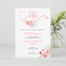 Invitation de diplôme en soins infirmiers Fleurs r