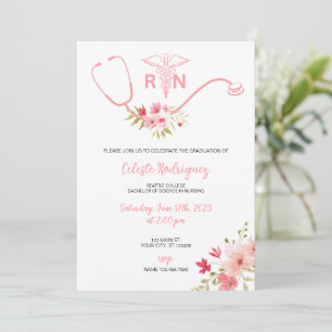 Invitation de diplôme en soins infirmiers Fleurs r