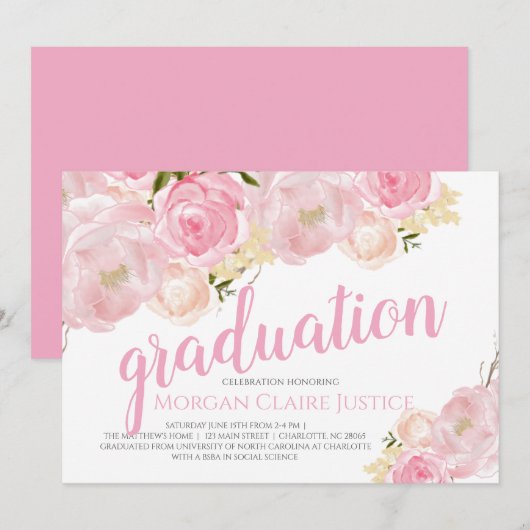 Invitation de diplôme, Faire-part de diplôme (Devant / Derrière)