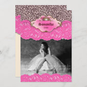 Invitation de diplôme Faire-part Leopard Crown Ros (Devant / Derrière)