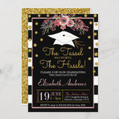 Invitation de diplôme - Floral (Devant / Derrière)