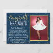 Invitation de diplôme Gold Foil Confetti (Dos)