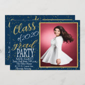 Invitation de diplôme Gold Foil Confetti (Devant / Derrière)